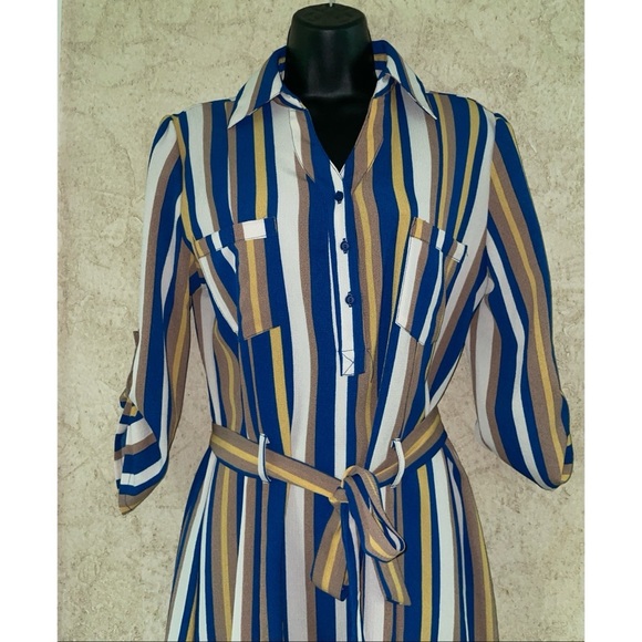 Katella Couture Striped Shirt Dress/Tunic - Picture 2 of 6